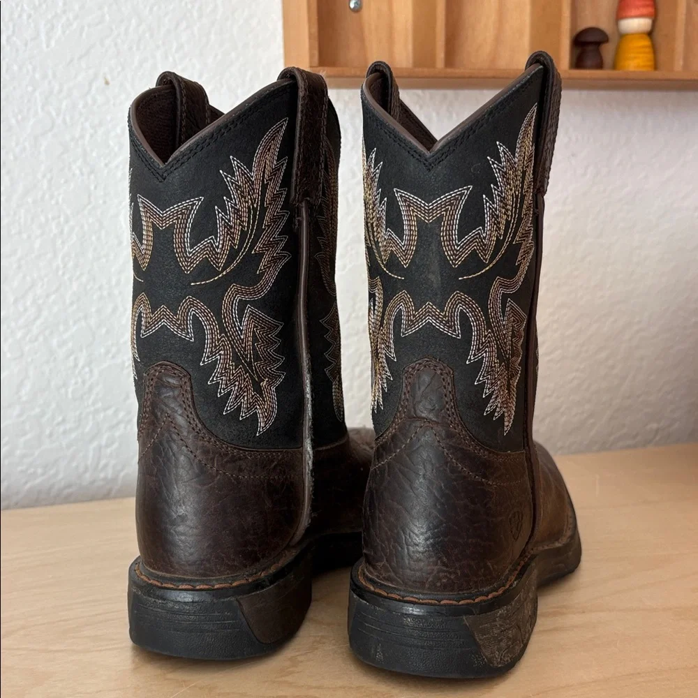 Ariat Youth Brown Workhog Bruin Western Boots Cowboy Square Toe Leather